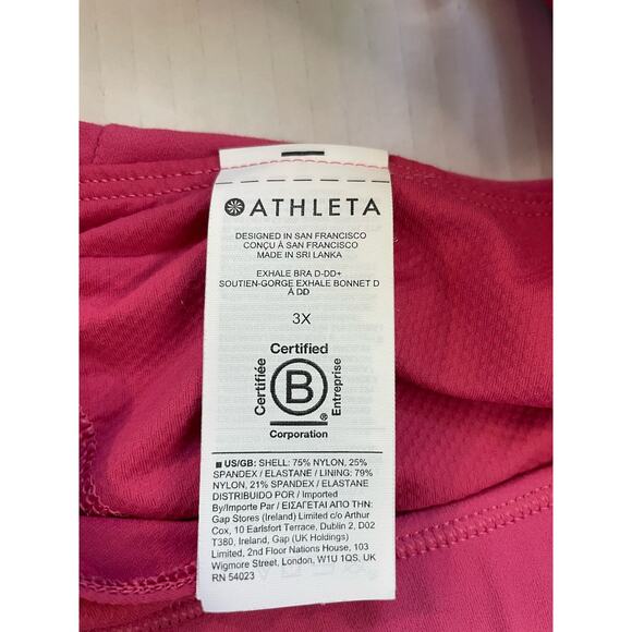 Athleta Women's Exhale Sports Bra D-DD+ Salvia Pink Size 3X Wireless Strappy - Picture 7 of 7